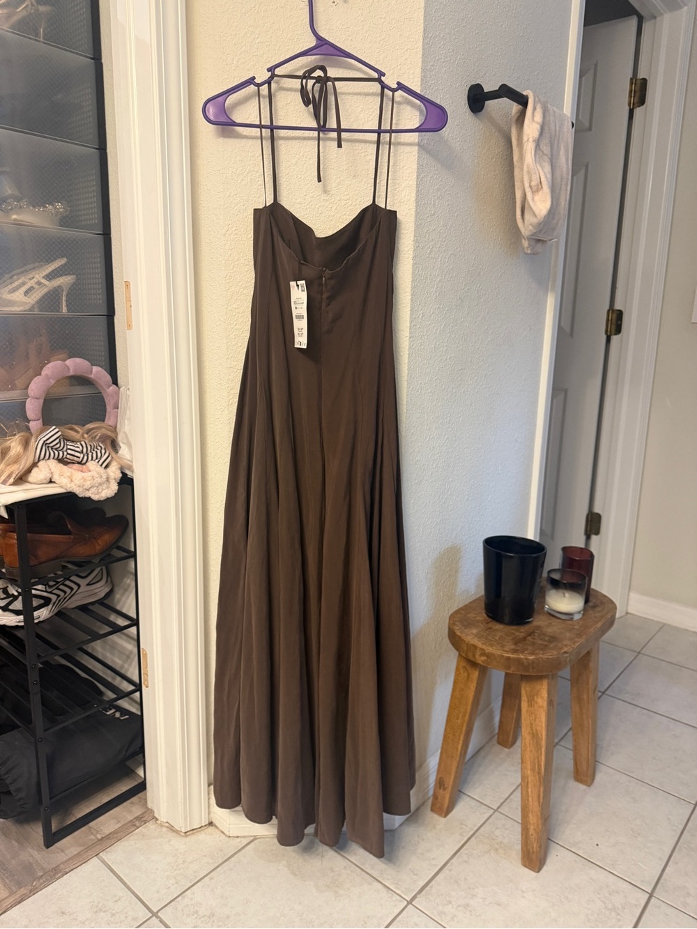 Zara Brown halter volume midi Dress - Picture 5 of 6
